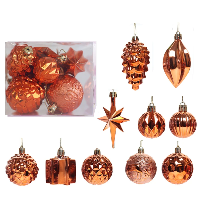 2024 New Shatterproof Christmas Decoration Plastic Paper Glass Bauble Ornaments Tree Hanging Home Use