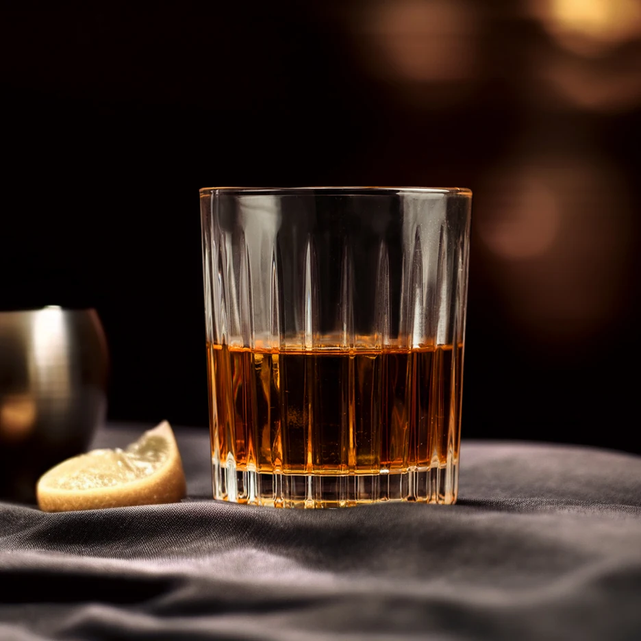 NOVARE Wholesale 850ml New Design Square Engraved Crystal Glass Whiskey Decanter Set for Bourbon Brandy Liquor