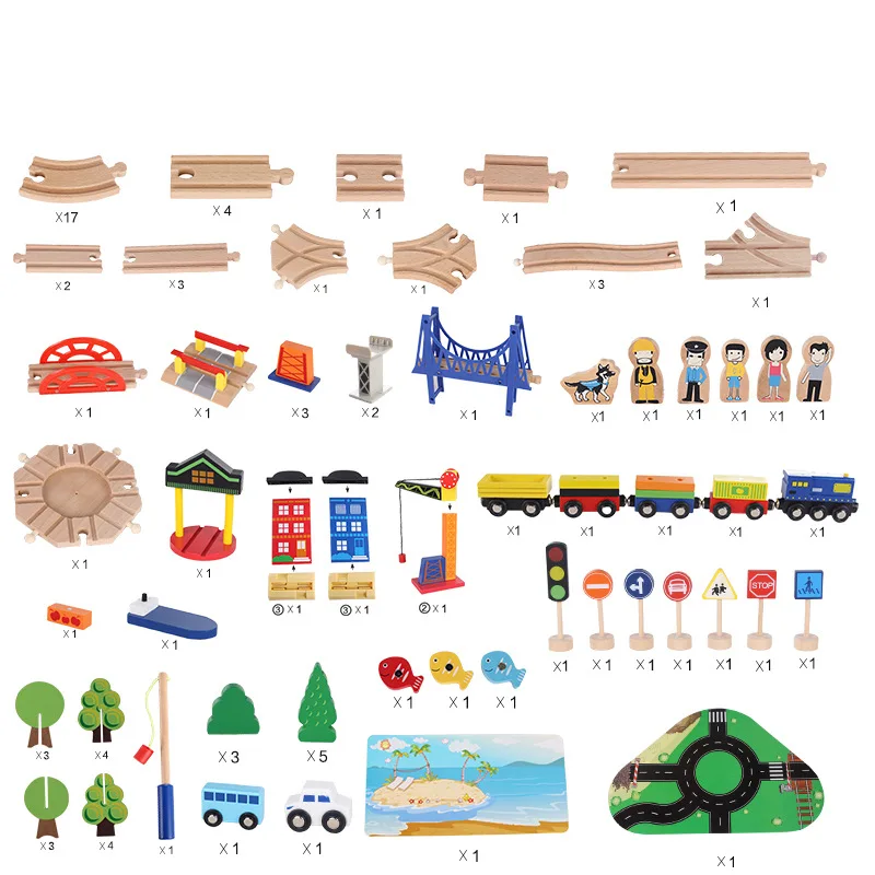 amazon hot-selling wooden simulated track toys wholesale wood train toy set for Safety wooden kids toys