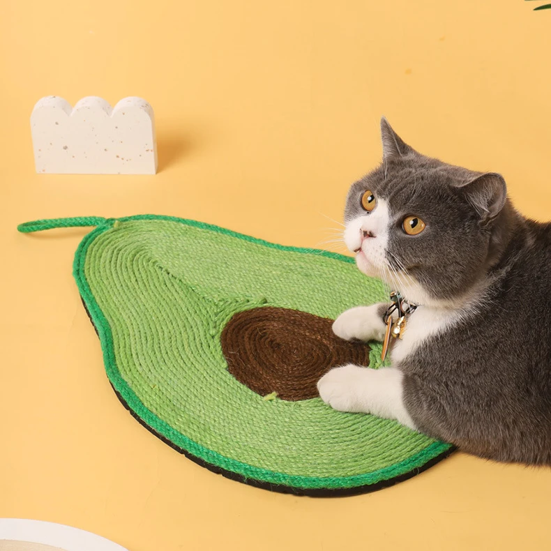 Natural Sisal Cat Cactus Scratching Pad Avocado Fruit Vegetable Shape Cat Claw Pad Cute Cartoon Multi-colored Cat Toy Mat