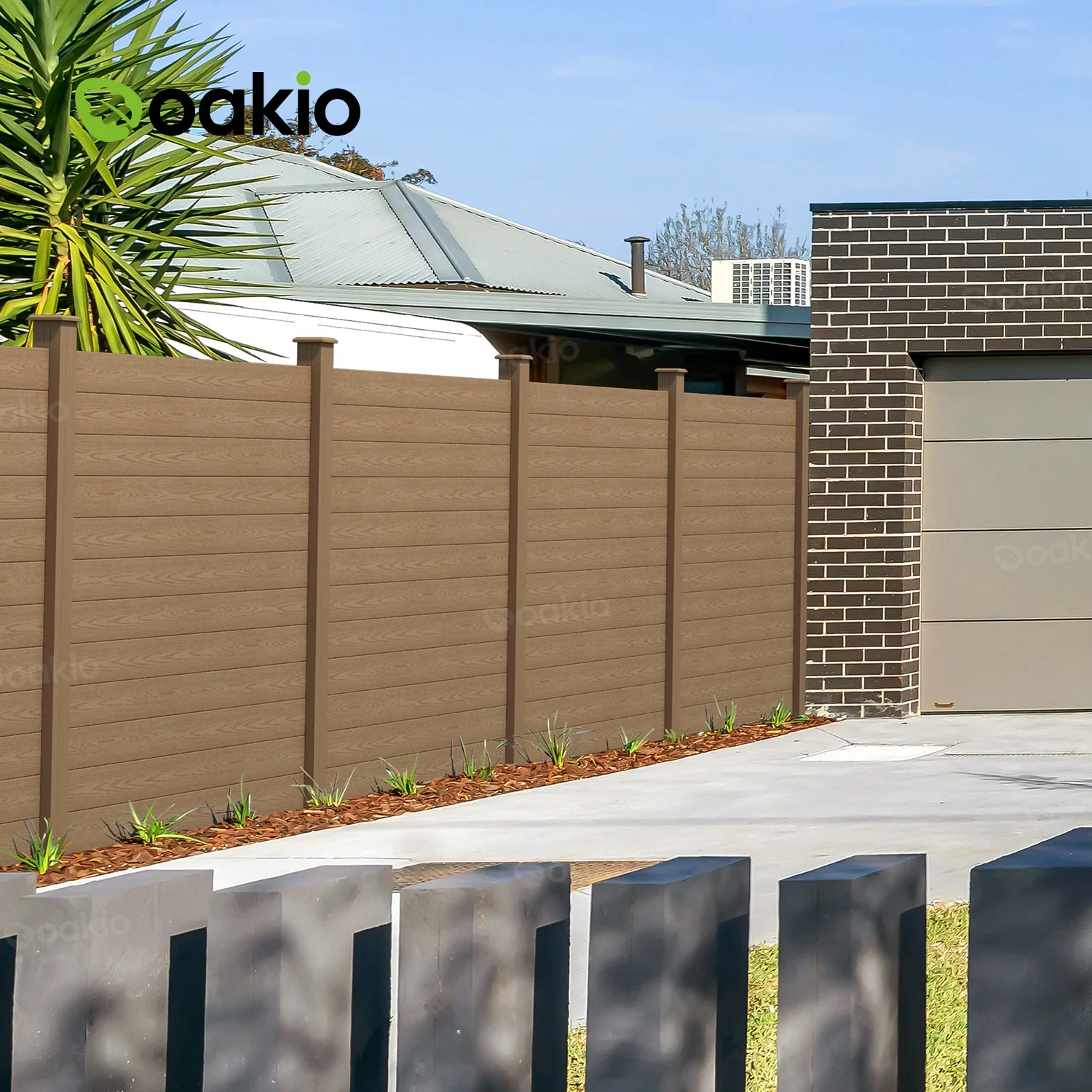 High Quality Solid wood Balcony Privacy Fence WPC Wood Plastic Fence Panel Garden Composite Fence
