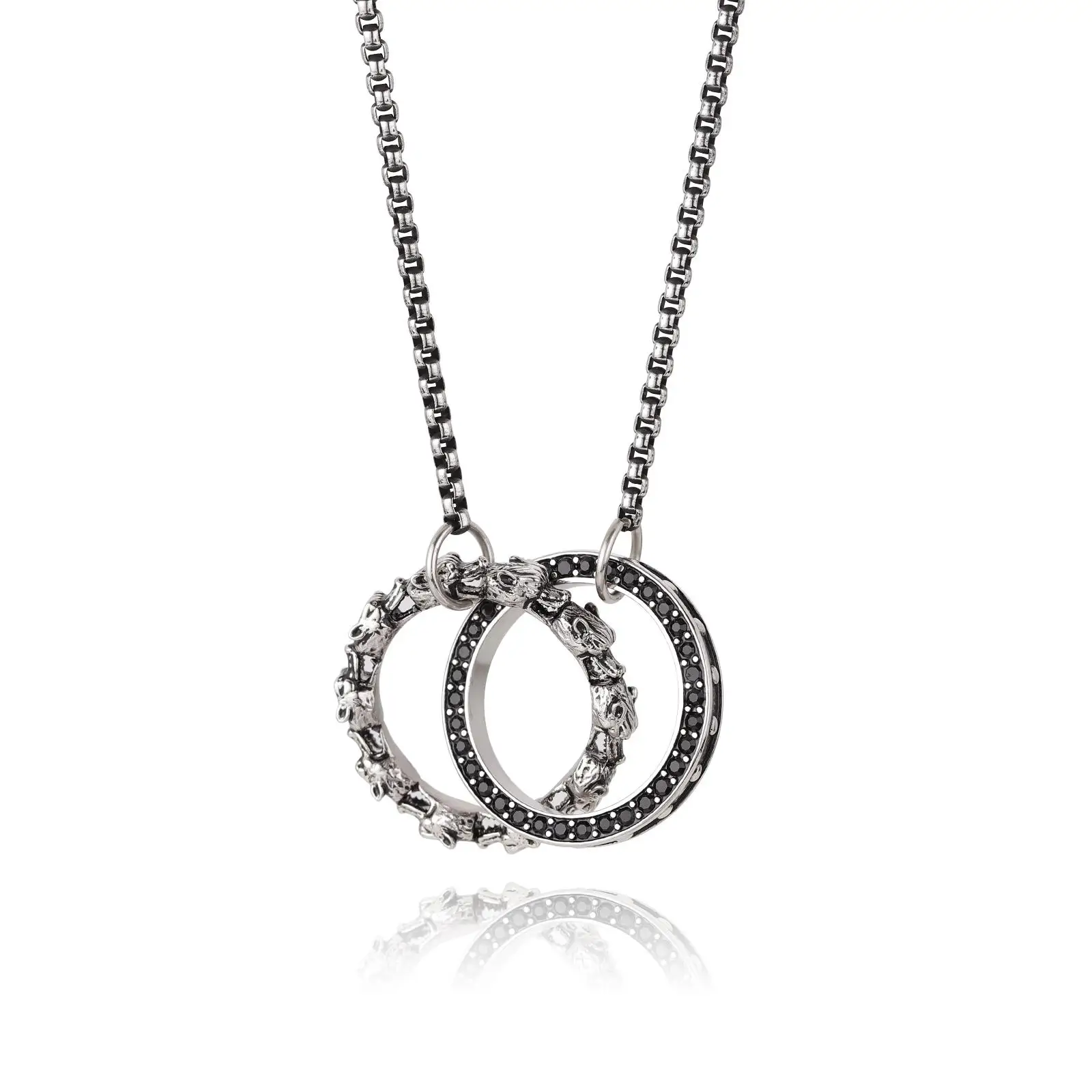 Колье из нержавеющей стали с черными кристаллами
