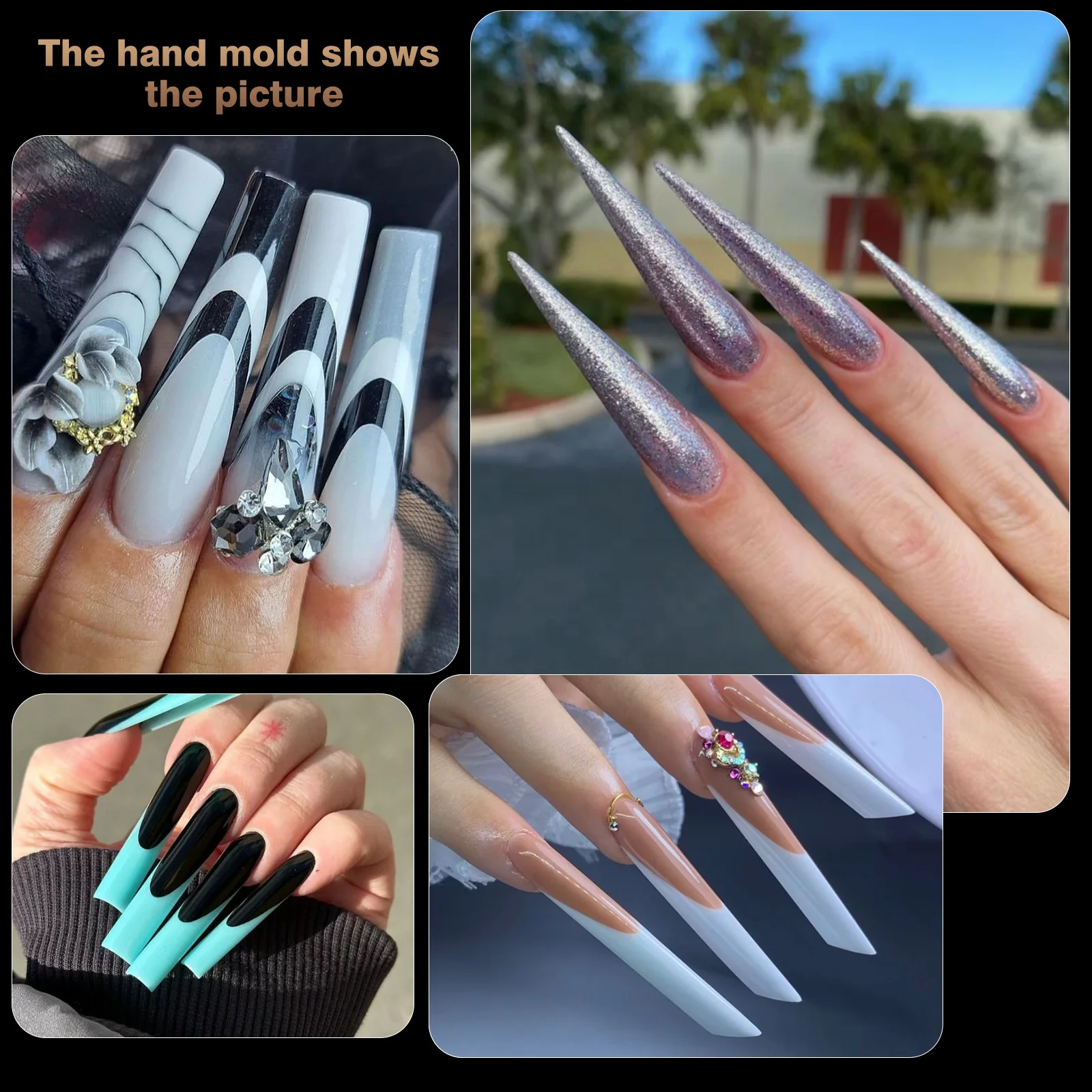 Free Logo 12design Mix Design Extended Crystal Nail Model 288pcs/box Molds For Acrylic Nails