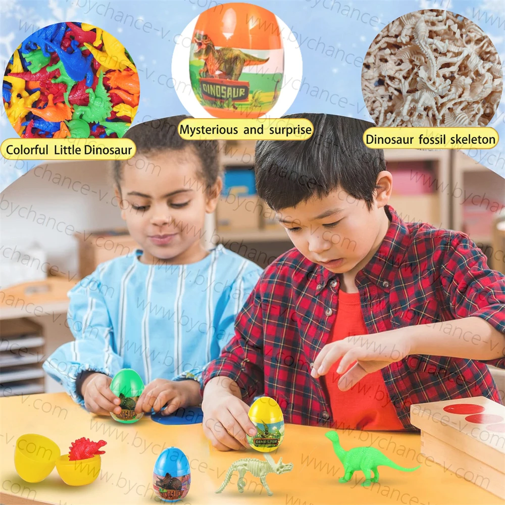 Wholesale cheap capsule toys mini dinosaurs in egg shape plastic balls toy for gashapon machine 60mm