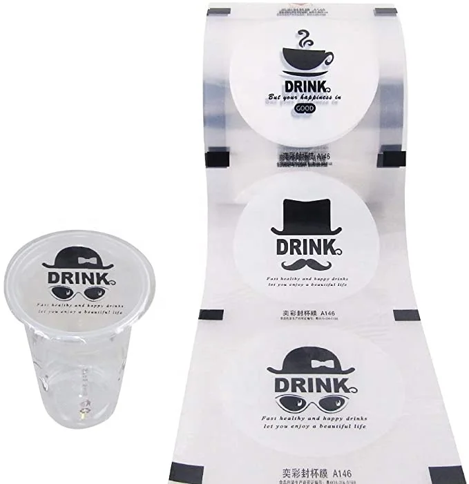 Индивидуальная Бумажная пластиковая пленка для запечатывания стаканчиков Boba (1600238329248)