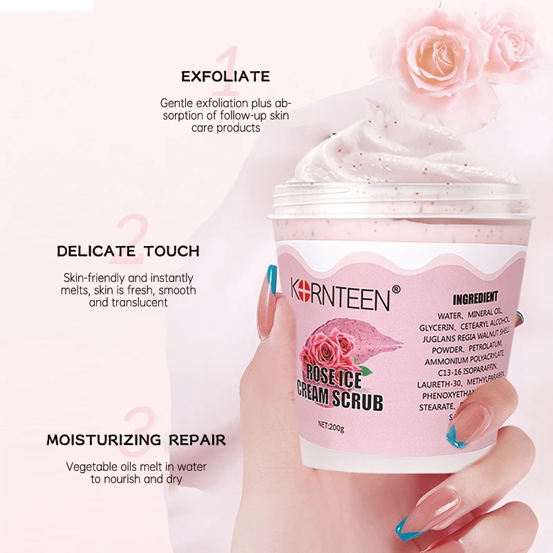 Remove Dead Skin Brighten Skin  Keep Moisture Balance Rose Ice Cream Scrub