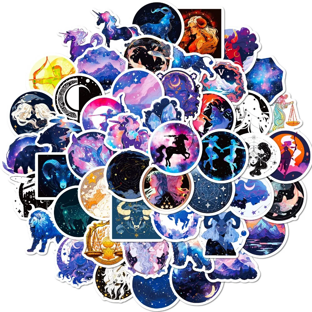50pcs Constellation Sky Stickers Cross-border New Starry Sky Moonlight Constellation Handbook Sticker Sticker Camping