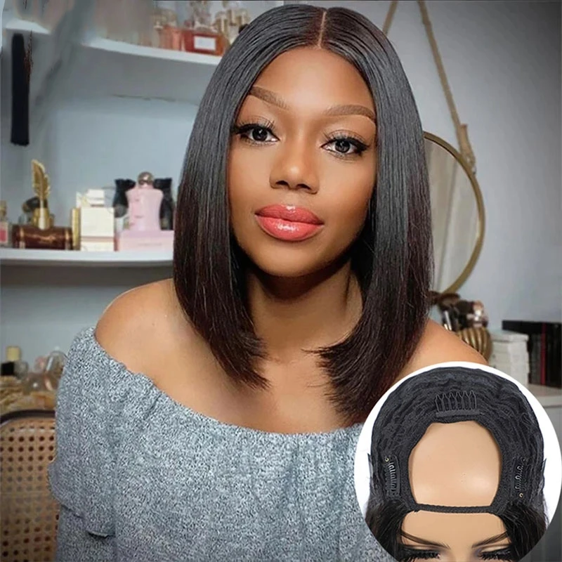 No Leave Out Straight Brazilian Human Hair Wigs,Unprocessed Virgin Lace Frontal Human Hair Wig Vendor ,V U Part Wig Human Hair