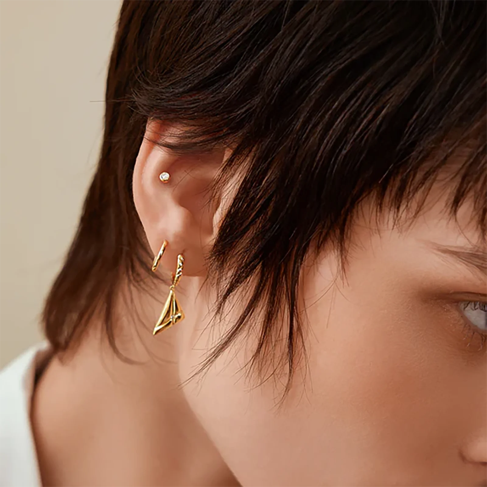 FUAMAY Wholesale Triangle Shape 925 Sterling Silver Drop Earrings Jewelry Women