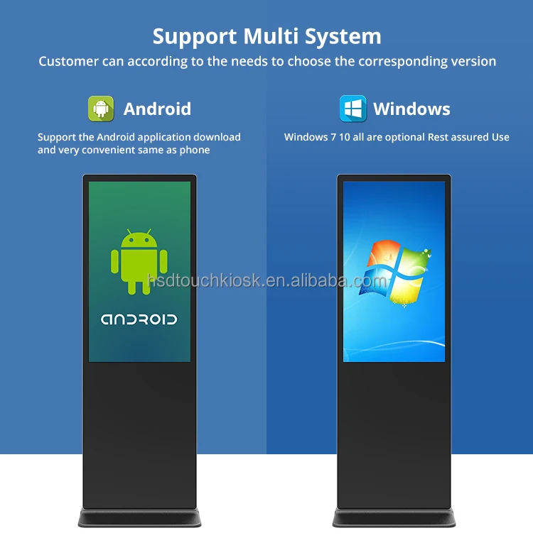 Retail Advertising Display Screen Led Lcd Vertical 43 55 65 75 inch Interactive Digital Signage Totem With CE