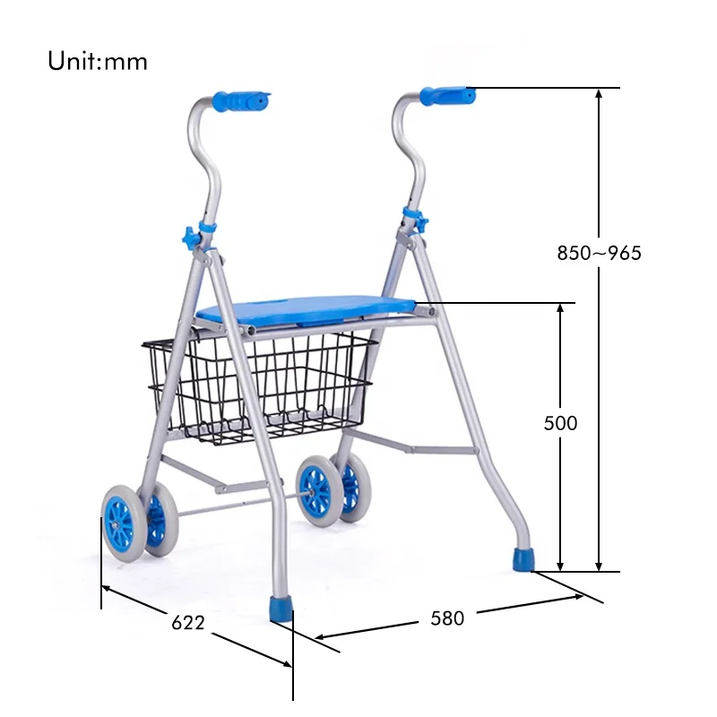 Folding Rollator Walker Economical Disable Walker Rollator Aluminum Adjustable Walker For Seniors