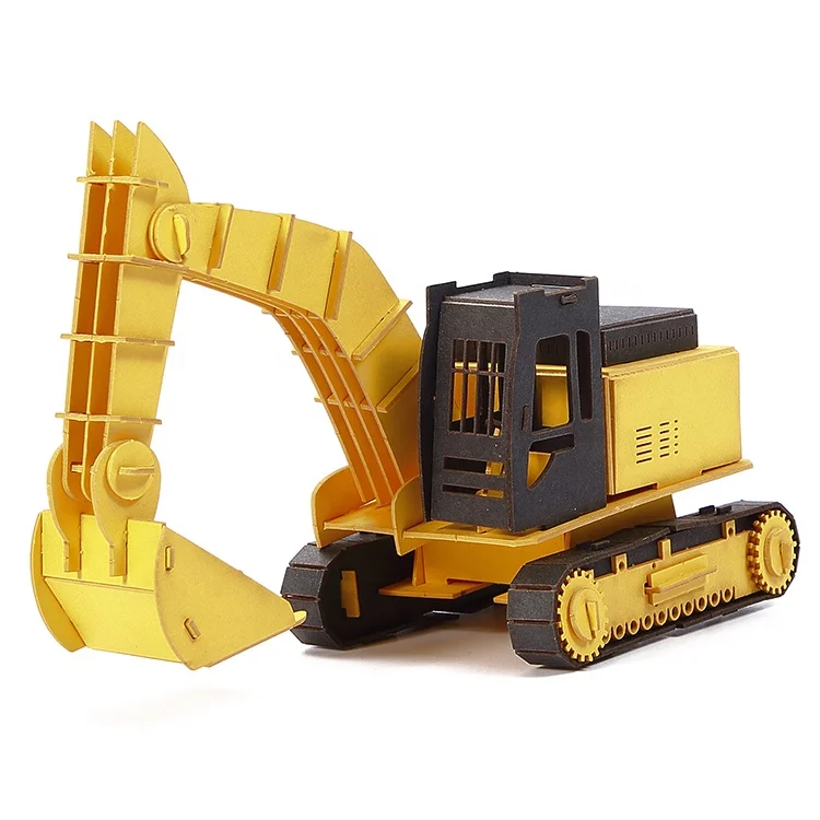 Engineering truck car toy for kids laser cut paper craft 3d jigsaw puzzles Excavator Model