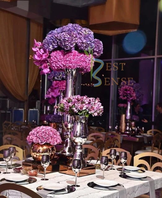 Metal Golden Flower vase centerpiece / Wedding Flower Vase for wedding decoration