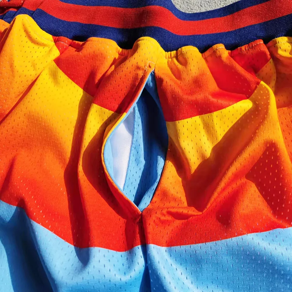 Manufacturer youth polyester mesh basketball pants custom full sublimation print retro satin kids basketball shorts