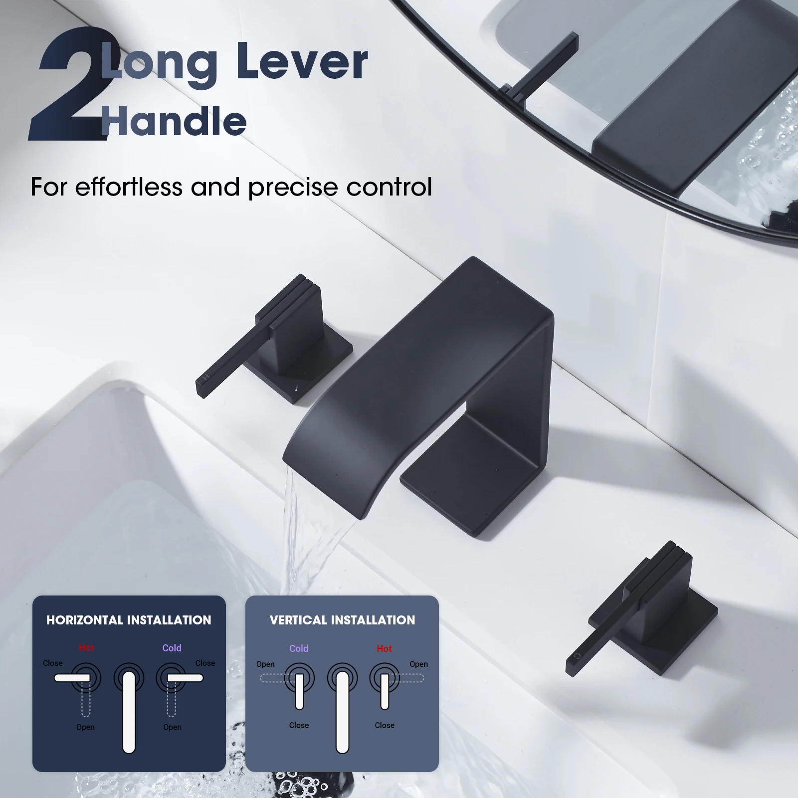 Hot Cold Water Bathroom Basin Faucet 3 Hole Mixer Black Basin Chrome Faucet Mixer For Hotel Apartment