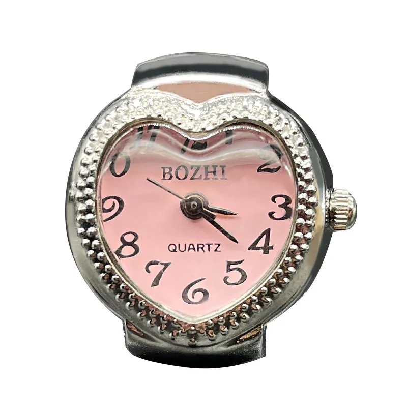 Hot selling Heart Shape lady Quartz Finger Ring Chain Couple Ring Quartz Watch Finger Gift Ring Watch