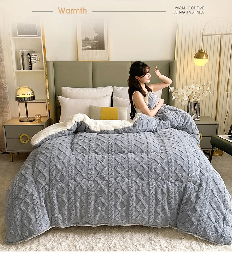 Winter quilt thickened milk blanket sheep lamb fleece double bed quilt warm factory directsales