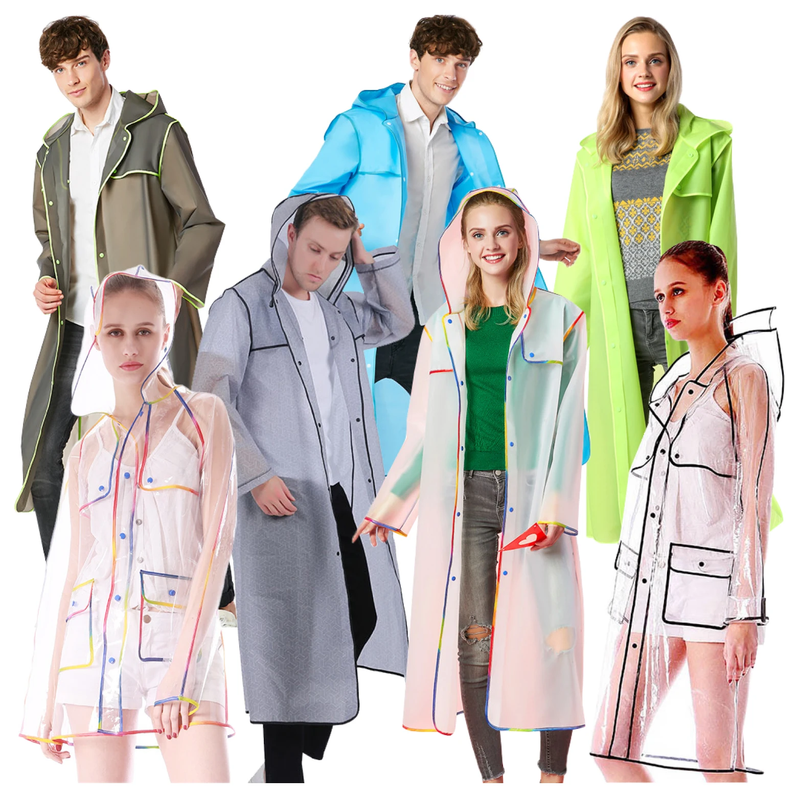 EVA Non- Disposable Waterproof Poncho Rain Coat Fashion Raincoat Hooded Raincoat For Adults Kinds Chidren