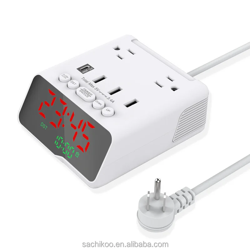 USA Socket Type Electronic Clock with Multi-Function Alarm for Household Hotel Use Battery Electric Power Source 1 Year Warranty