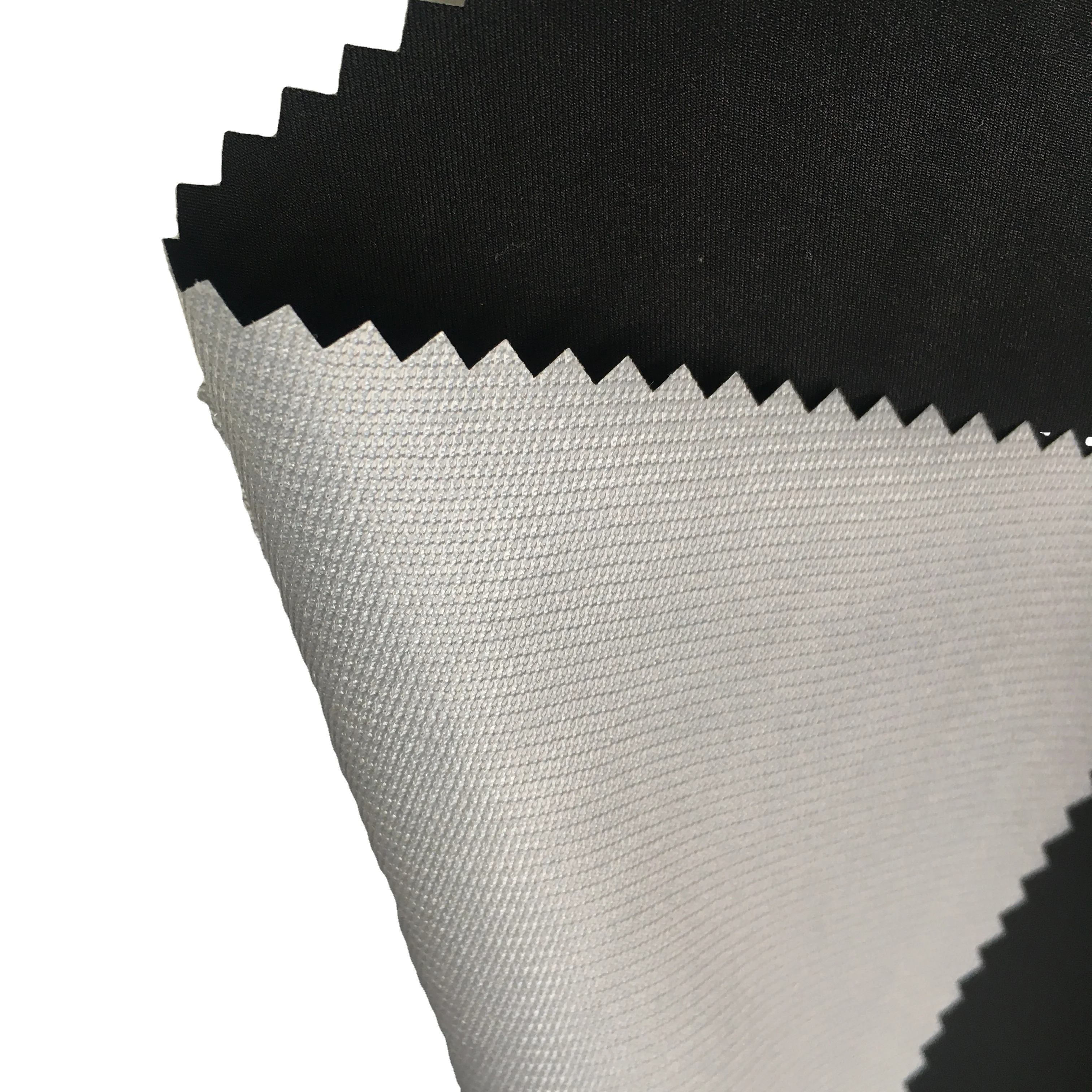 
Jiangsu distribute woven polyester 50D mechanic stretch pongee 2/2 twill weave bond touch with knit poliester tricot 
