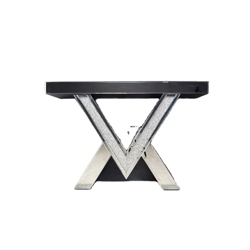 Amazon best selling Luxury Modern Mirror V Console Table Living room Bling Furniture