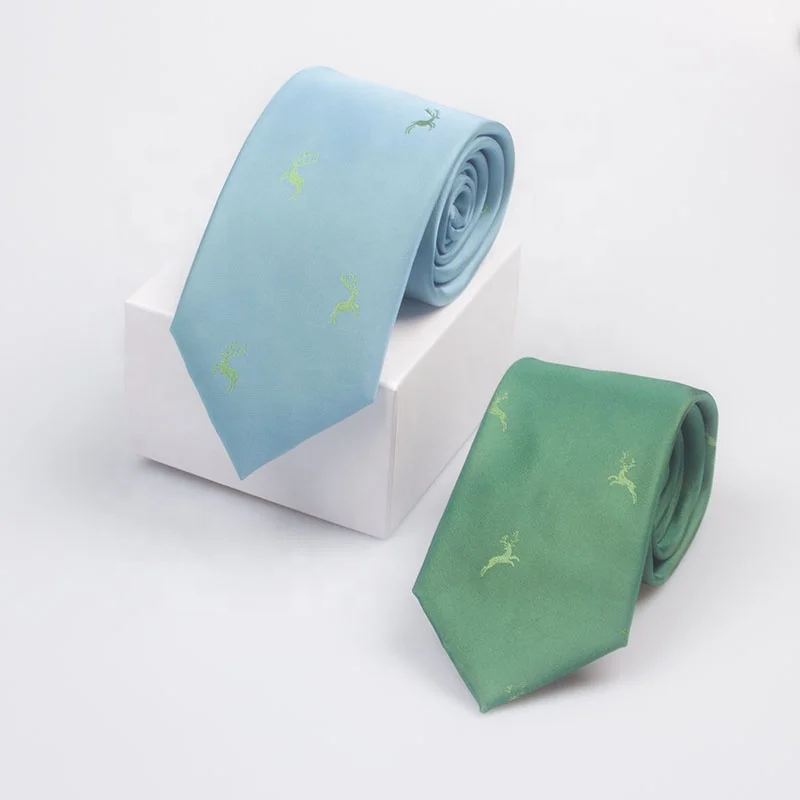 
New Design Slim Business Silk Feeling Elk Pattern Custom 100% Silk Men Printed Neck Tie 