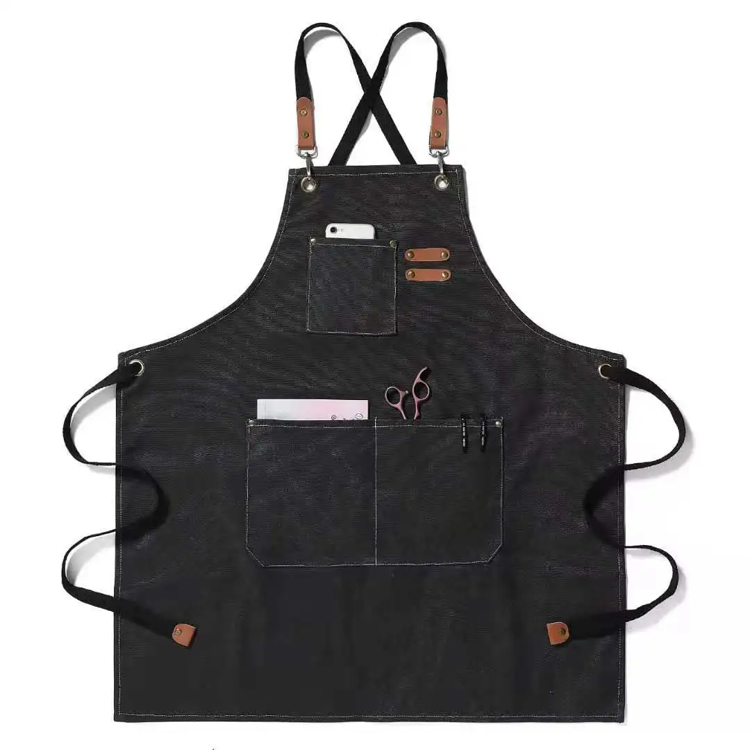 Wholesale Apron With Removable Adjustable Strap work apron Durable Washed Canvas Chef Bib Apron