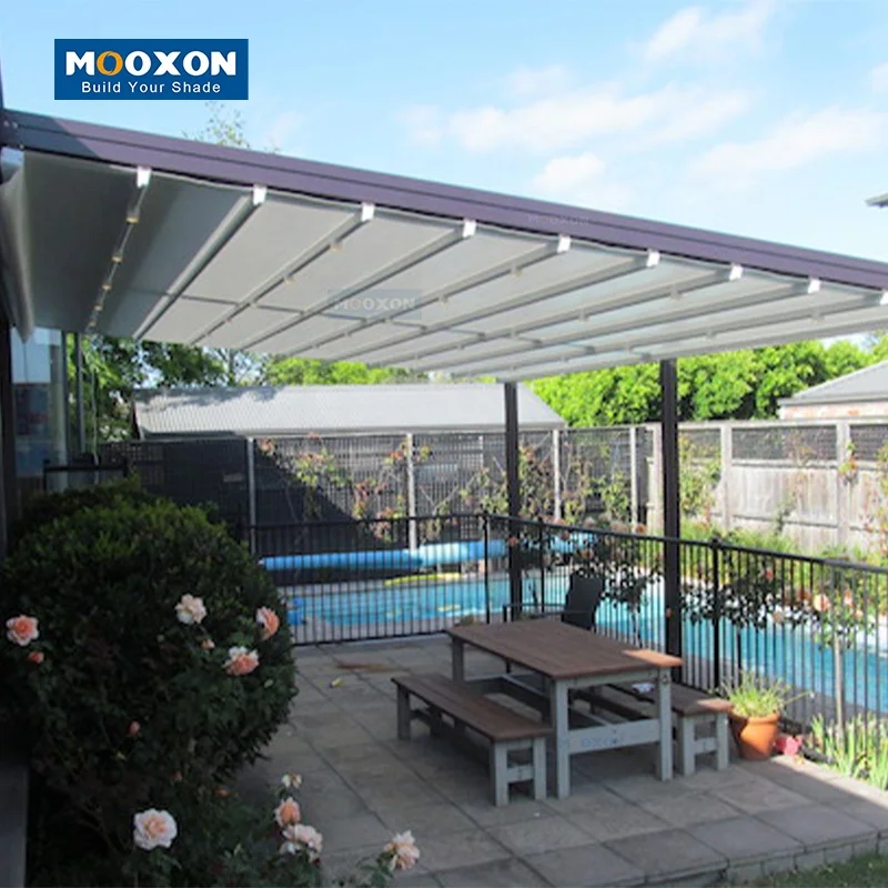 Водонепроницаемая Автоматическая уличная Складная беседка Mooxon, Электрический уличный патио из ПВХ, выдвижной тент, беседка на крыше