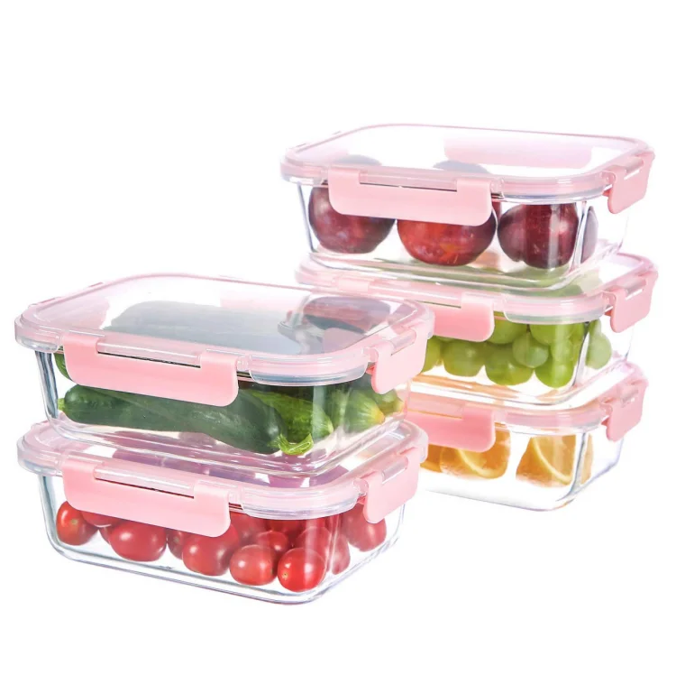 China factory meal prep food glass containers set lunch box with snap lid