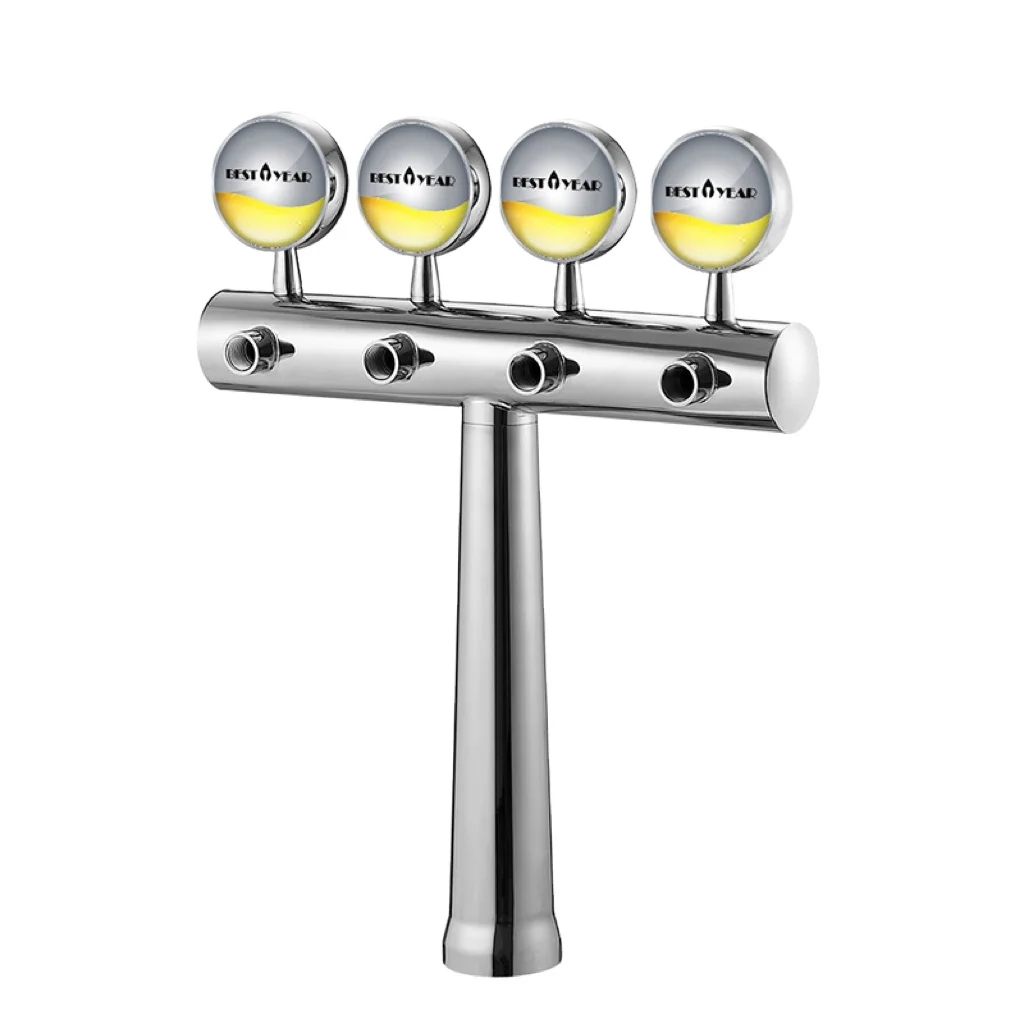Popular Design 304 Stainless Steel Wine Tube Havana Four Way Beer Tower Dispenser For Bar Beer Equipment