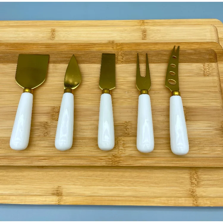 Personalize Decoration Slice 5 Pcs Luxury Metal Gift Gold Premium Set Cheese Knife