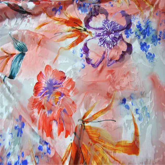 Top Selling High Quality Silk Floral Patterns Burn Out Silk Fabric With Discount Price For Shawl Tippet