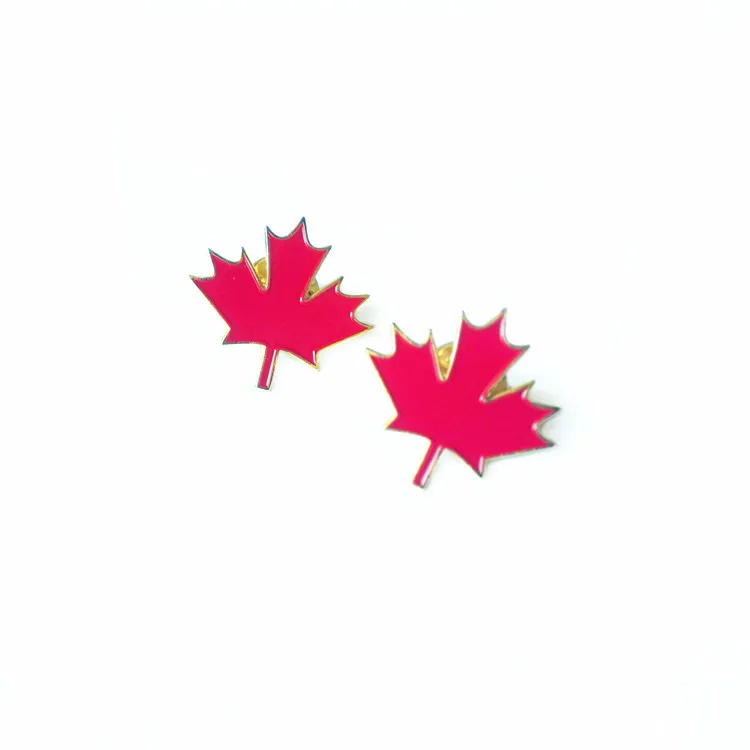 Soft Hard Enamel Canada Red Maple Leaf Metal Lapel Pins Gold Plated Butterfly Clutch Badge Shirt Pins