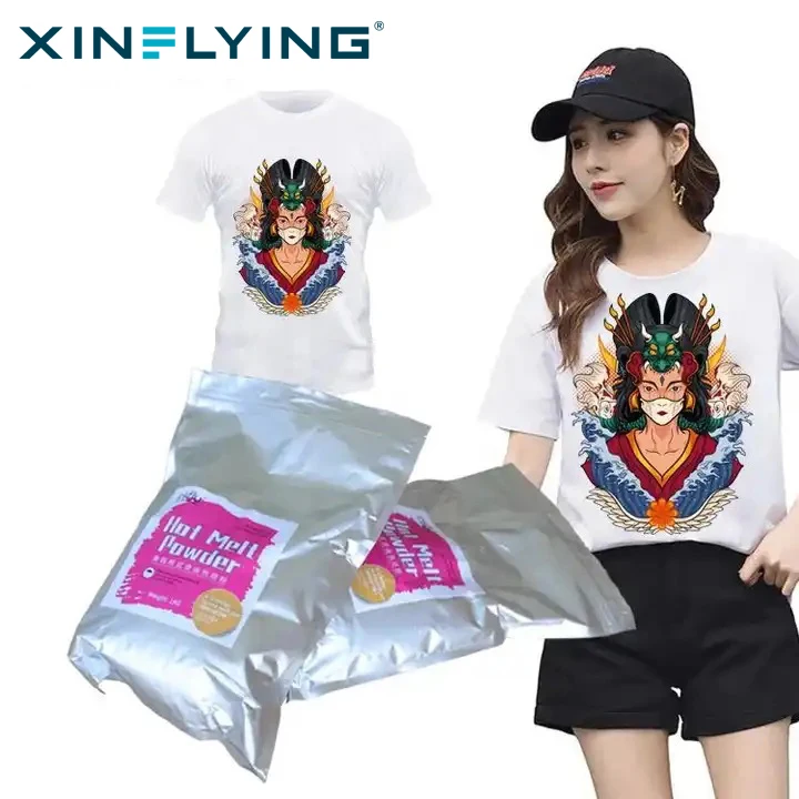 XinFlying hot melt powder for heat transfer printing adhesive white/black textile hot melt powder 1kg delivery from USA