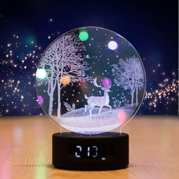 Black Music Player Speaker Cellphone APP Control Base with Clock for 3D Night Lamp