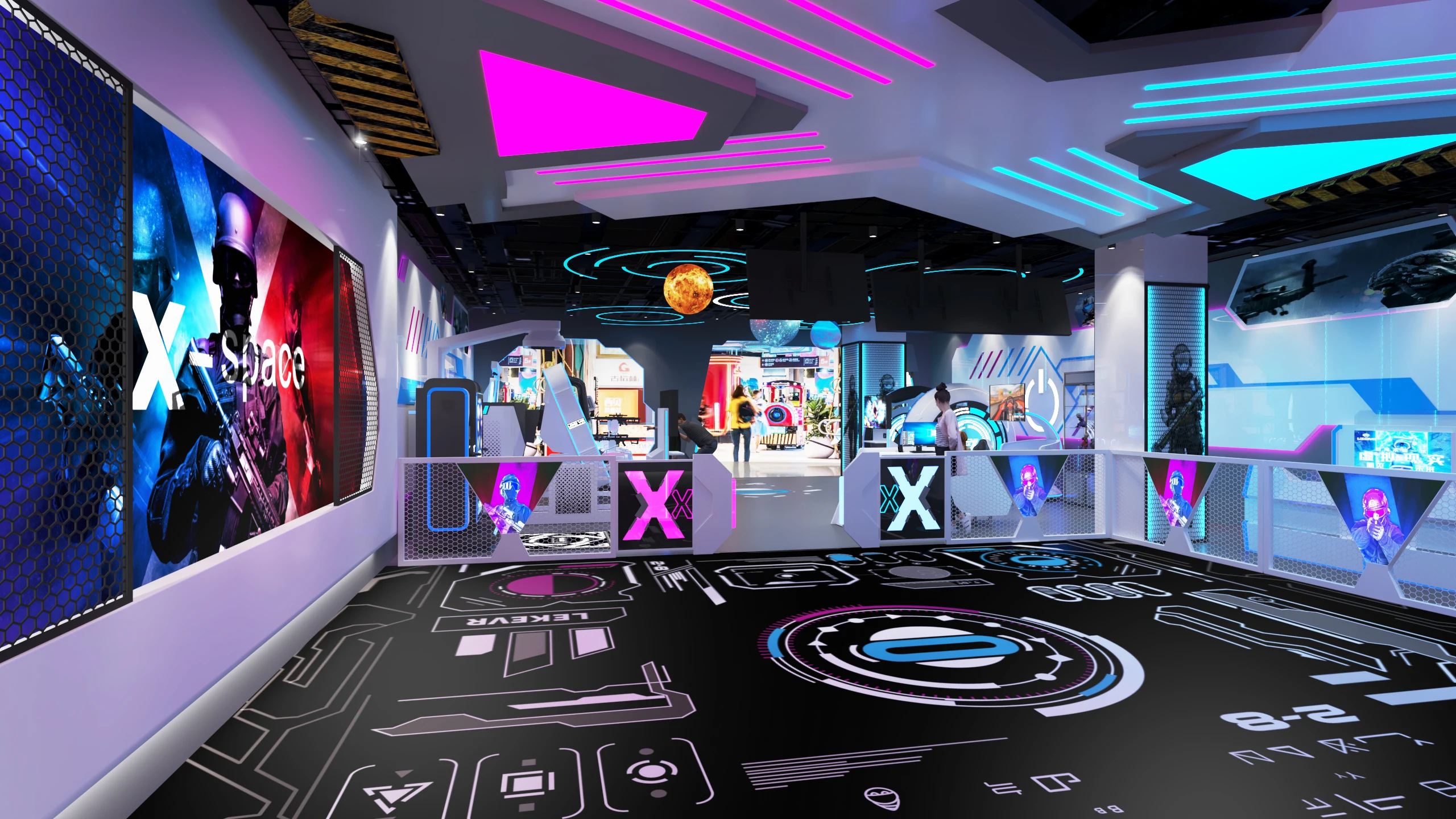 LEKE Franchise Big Space Vr Multiplayer 4 Player Virtual Reality Battle Big Family VR 9D Shooting Game Machine