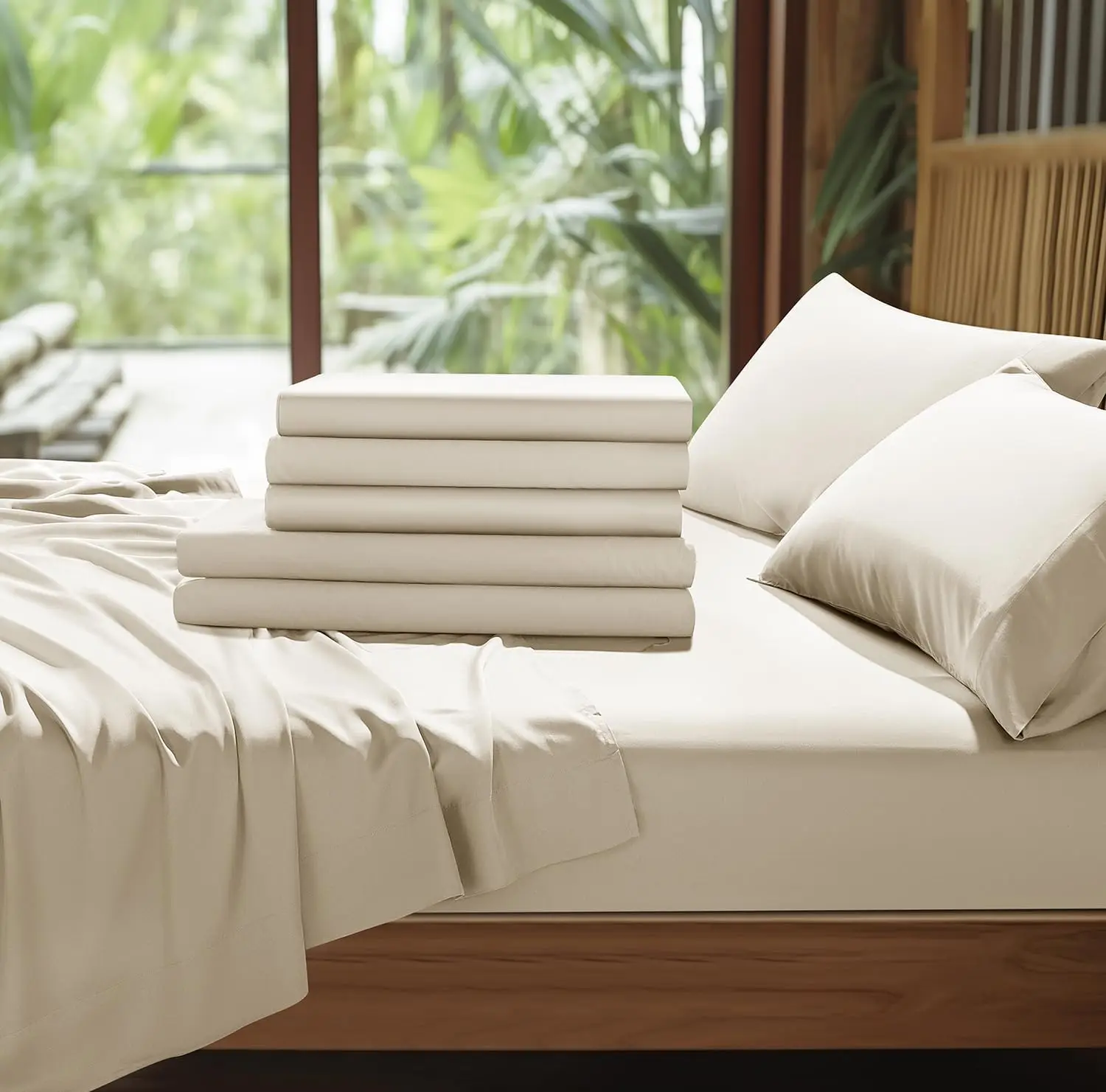 2024 New Arrival Hot sale 100% organic bamboo Cooling Bedding Sheets Set Luxury customized solid color bedding set bedsheets