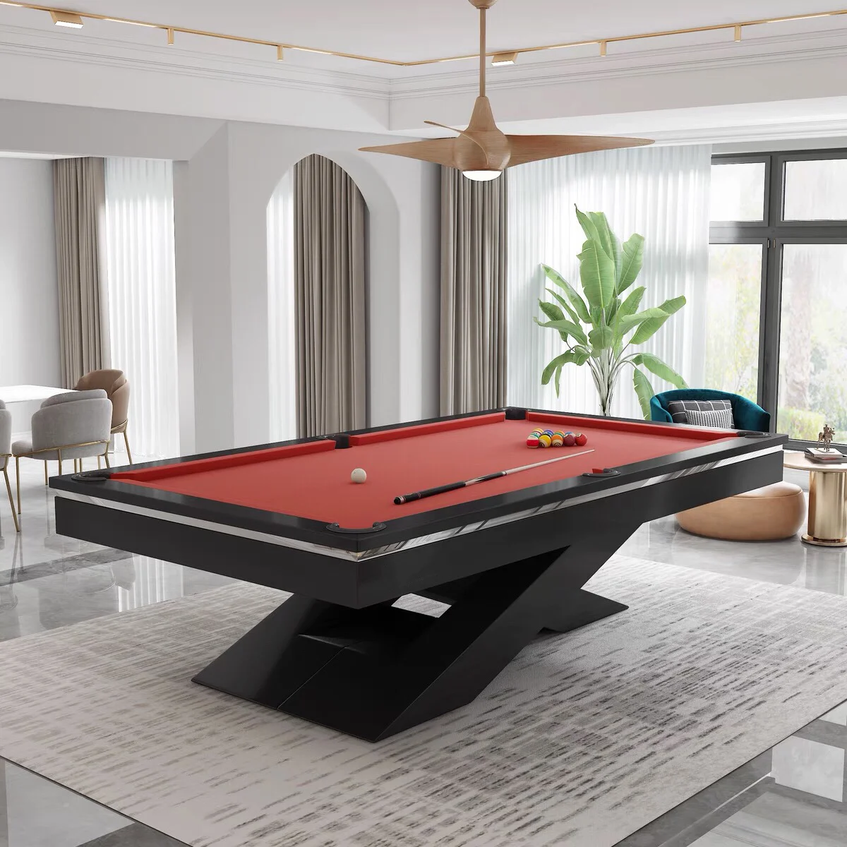 Most popular high-end custom modern luxury snooker billiard tables 7ft 8ft 9ft Solid wood dining pool table
