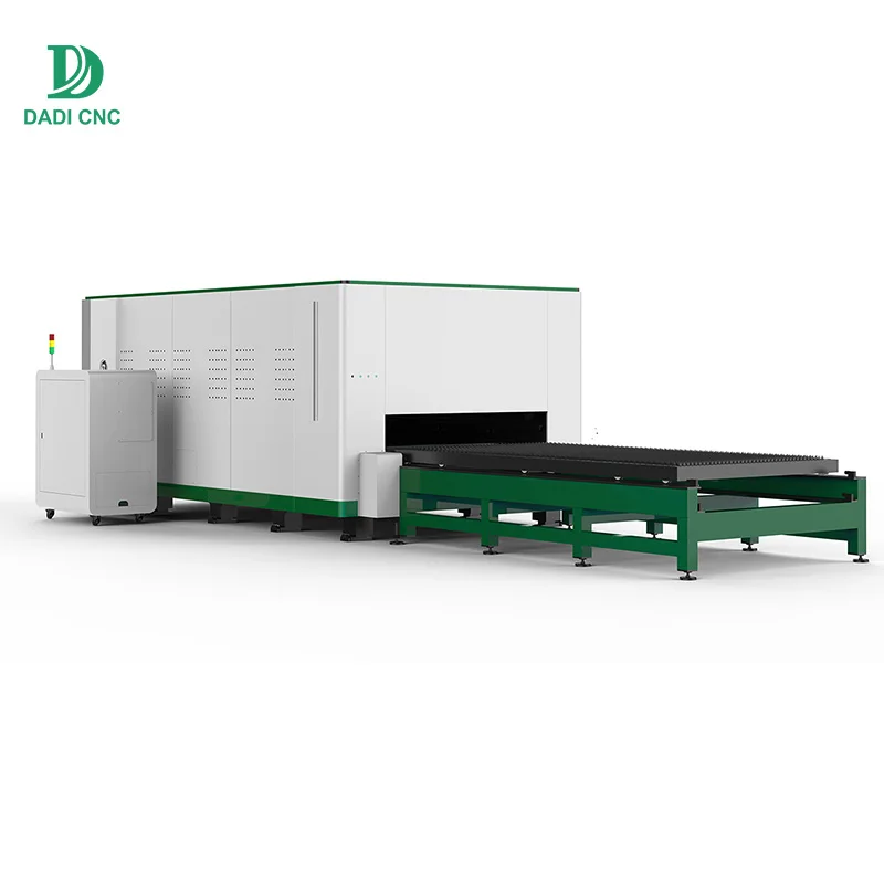 New Enclosed Fiber laser cutting machine With Exchange Table for steel cooper aluminium Fiber Lazer Cutting Machine