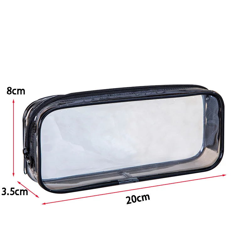 Wholesale Custom Printed Transparent PVC Pencil Case with zipper Large Capacity Clear Pencil Case Pouch Bag for School Office