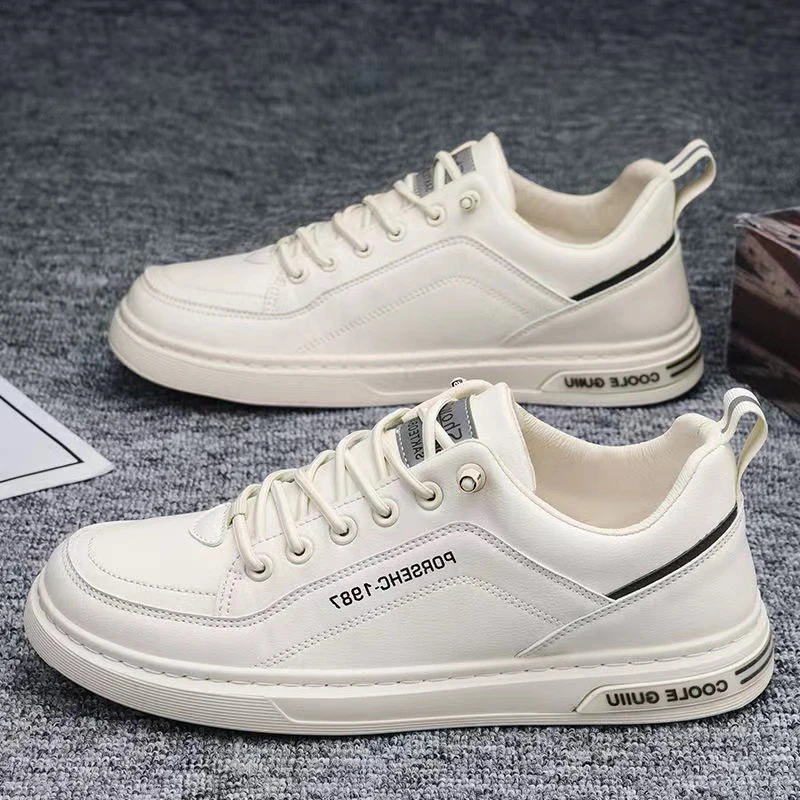 New Arrival Hot Selling leather Upper Rubber Sole white sneaker Lace Up Running Walking styles Shoes for men