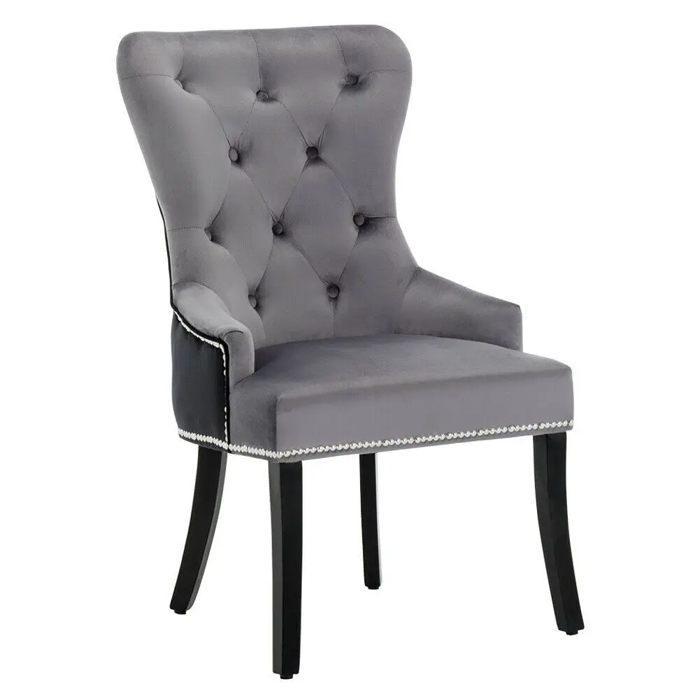 
Wholesale 2021 French Wooden Gray Black Dining Velvet Chair Restaurant 