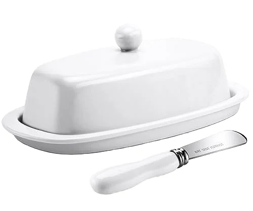 ceramic porcelain butter dish with cover lid