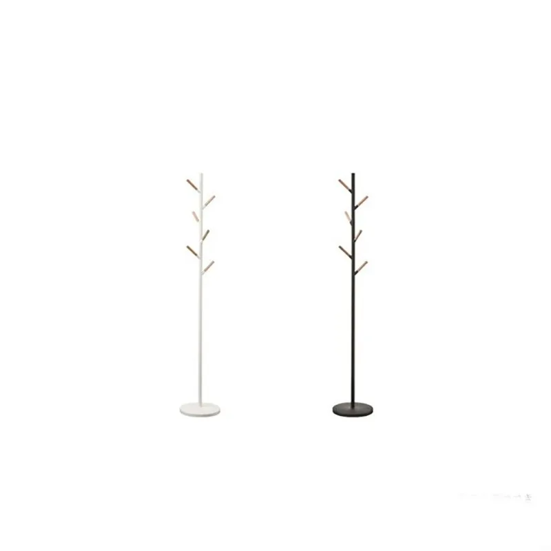 Single Pole Modern Coat Hat Rack Iron Wood Adult Storage Hanging Bag Rack for Living Room Bedroom Floor Hanging for Clothing Use