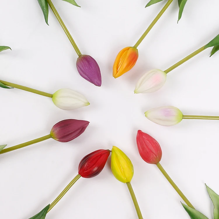Tulip artificial flower single stem silla tulip white home decorative flowers real touch PU artificial tulips