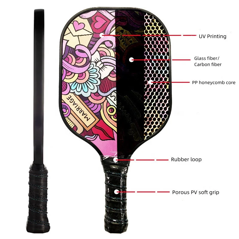 new arrival odm custom USAPA professional cover leather bag carbon honeycomb core & graphite and carbon pickleball paddle set