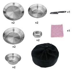 10 Piece Set Of Household Portable Outdoor Camping Tableware Barbecue Plate Household Soup Bowls And Dishes