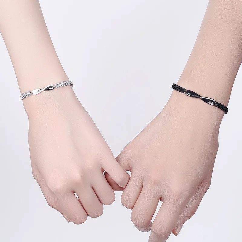 Charm Couple Friendship Black Gray Infinite String Woven Braided Bracelet for Women Men Lucky Jewelry