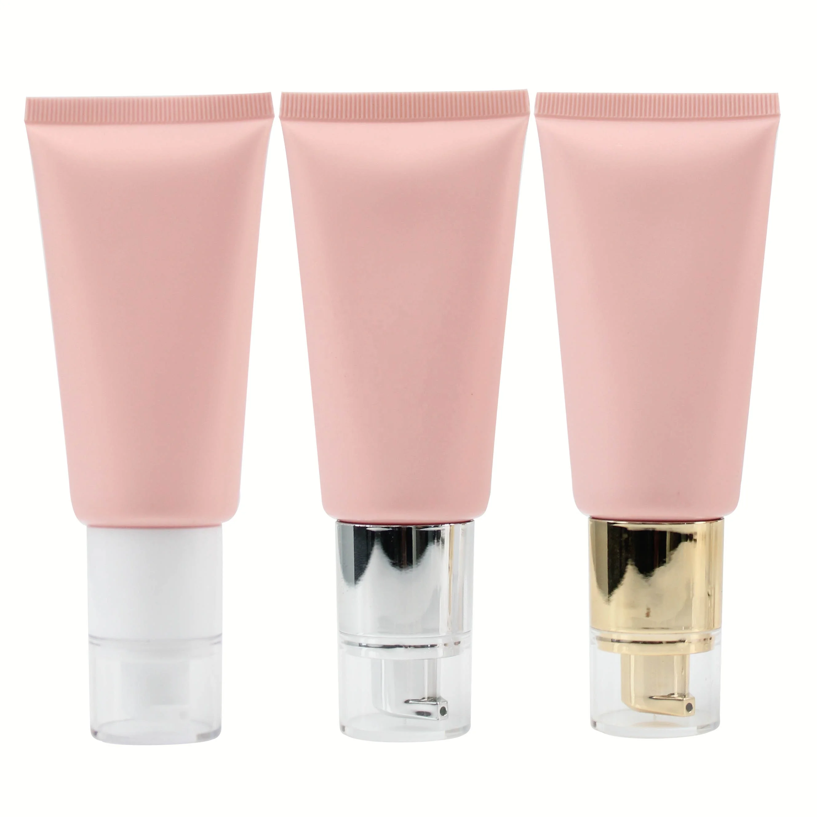 50ML Liquid Foundation Pink Plastic Soft Tube Isolation Cream Cosmetic Bottles Packaging With Airless Lotion Pump Head