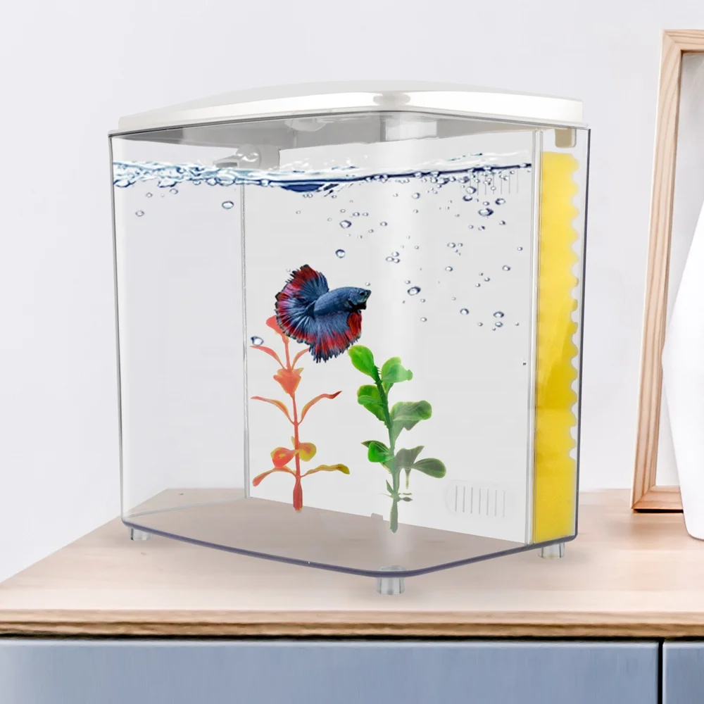 Модный домашний аквариум для рыб FREESEA, мини аквариум с закругленными углами, маленький аквариум для рыб